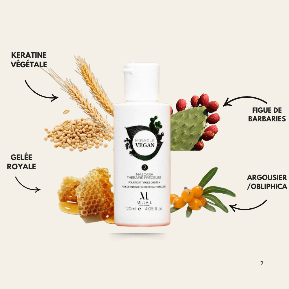 notre lissage vegan est sans acide glyoxylique et riche en actif noble tel que figue de barbarie, kératine végétale, argousier